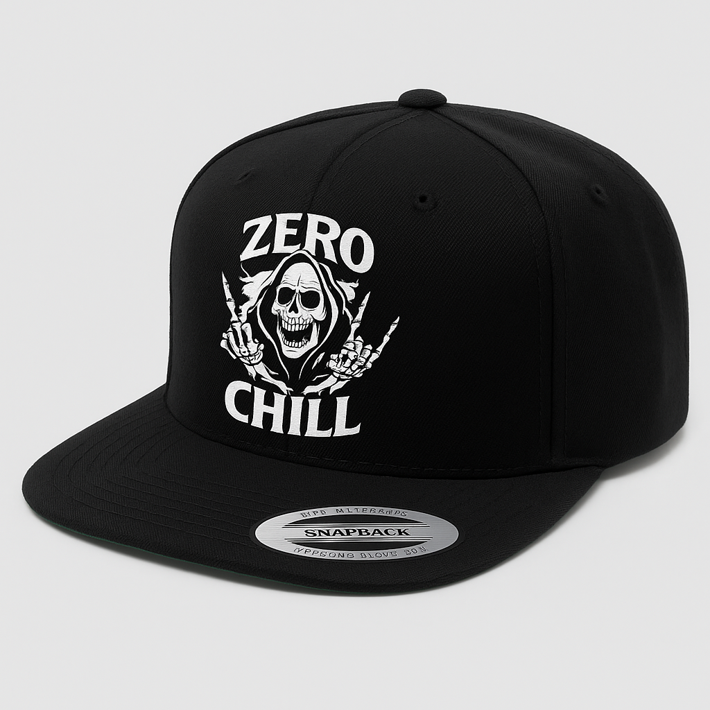 Zero Chill™ Flat Brim Hat – Skull Edition (Black & White)