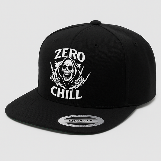 Zero Chill™ Flat Brim Hat – Skull Edition (Black & White)